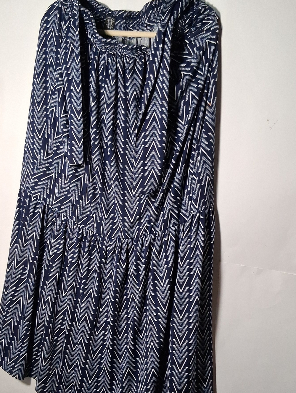 Robert Louis Navy & White Chevron Tiered Maxi Skirt with Drawstring Waist